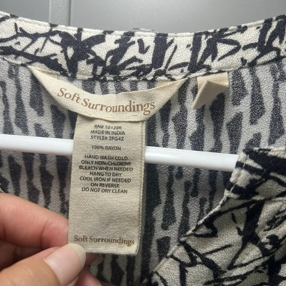 Soft Surroundings 3/4 Sleeve Raven Dress Abstract Print Bown/White SIze Small - Picture 6 of 7